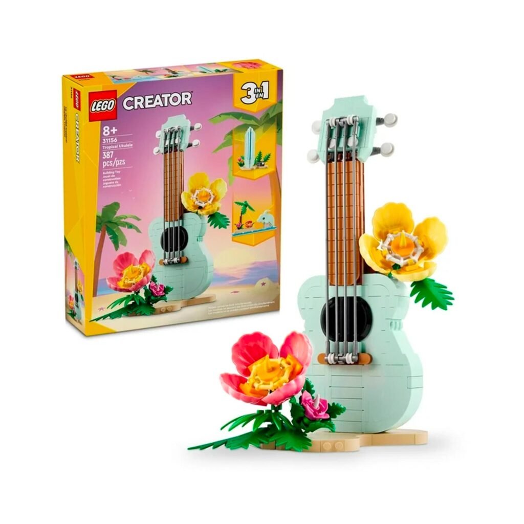 LEGO Creator 3 in 1 Tropical Ukulele Instrument Toy, Transforms from Ukulele to Surfboard Toy to Dolphin Toy s