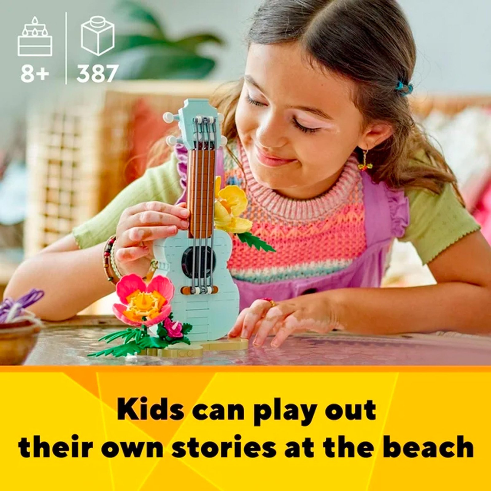 LEGO Creator 3 in 1 Tropical Ukulele Instrument Toy, Transforms from Ukulele to Surfboard Toy to Dolphin Toy s - Image 3